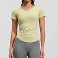thumbnail image 5 of ClodeEU Women's V Neck Short Sleeve Yoga Top with Pleated ,Stretchy Slim Fit Athletic Tee Green,Women's Plus M, 5 of 5