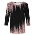 thumbnail image 4 of Charella Women's Spring 3/4 Sleeves Shirts Mid Length Sleeves Casual Shiny Pullover Tee Tops Blouse Black,8, 4 of 5