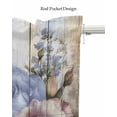 thumbnail image 5 of Blue Pink Roses Kitchen Valances for Windows Farmhouse Linen Window Valance Curtain for Living Room Window Treatment Retro Botanical Flowers Wooden Valance Rod Pocket Topper Drape, 60 x 18 Inch, 5 of 6