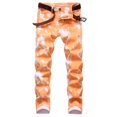 thumbnail image 2 of Men's Jeans Men's Fashion Oversized Ripped Slim Jeans Pants Breathable Denim Trousers Slim Fit Jeans for Men Orange 38, 2 of 4