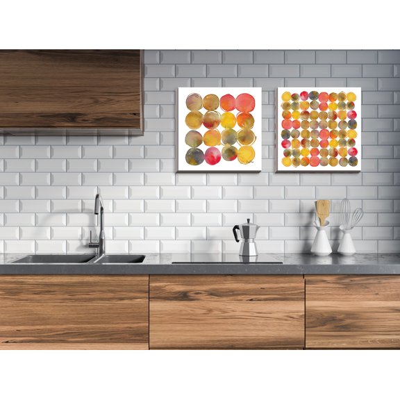 Gango Home Decor Modern Small Dots & Big Dots; Two 12x12in Hand-Stretched Canvases