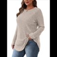 thumbnail image 1 of Camisas de Larga para Mujer, Blusas Tipo Túnica para Mujer, Suéteres Básicos Holgados y Elegantes con Cuello Redondo para Mujer. Albaricoque S, 1 of 7