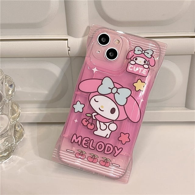Funda de teléfono con dibujos animados de Hello kitty my melody, Kuromi Cinnamoroll para iPhone 14, 13, 12, 11 Pro Max, Xr, 14 Plus, X, 7, 8 Plus, bonita funda Fivean LED