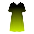 thumbnail image 3 of Busydd Womens Summer Dresses Stylish Colorful Gradient Print Midi Dress Casual Flowy Loose Mini Dress Short Sleeve Deep V Neck Sundress Fashion Beack T-Shirt Dress, 3 of 4