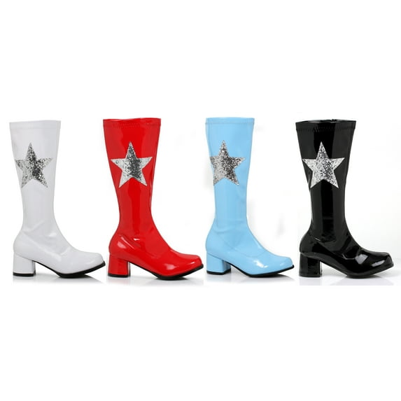 1031 175-STAR KIDS 1.75" Heel Gogo Knee High Boot With Glitter Star