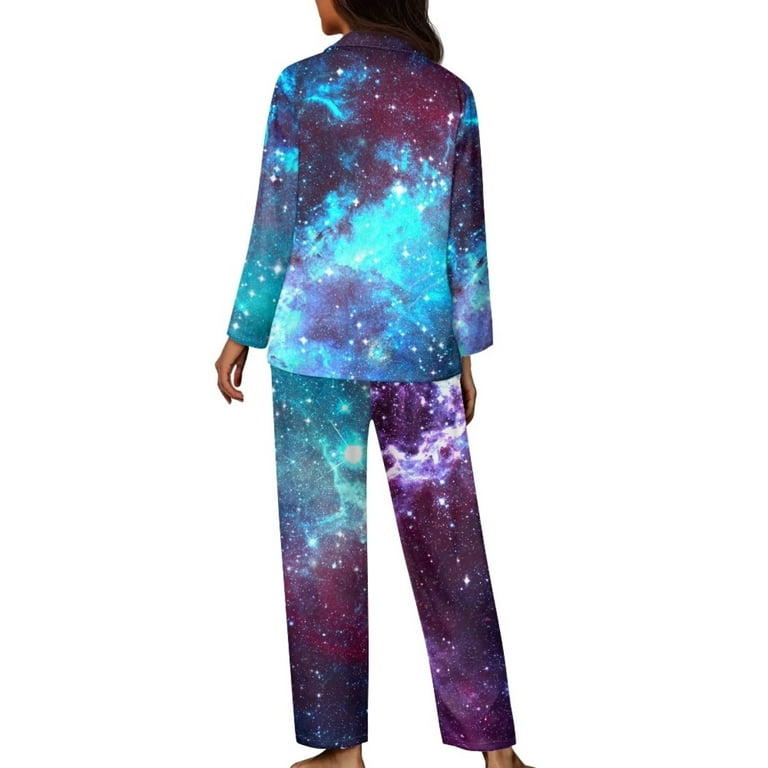 Renewold Galaxy Nightwear Pjs Pants Bottoms with Big Pocket 2 Packs Warmth Relaxed Yoga Athletic Clothing Button Pajama for Women Cozy Tracksuit