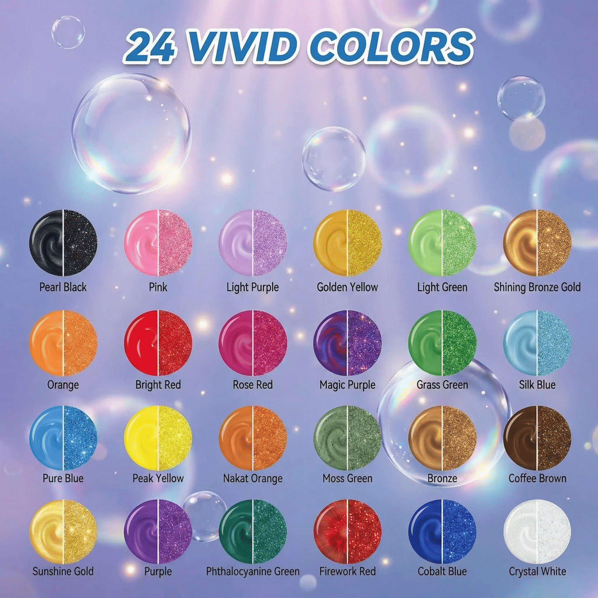LEQU 10g 24-Color Shimmer Mica Powder 24 Pack