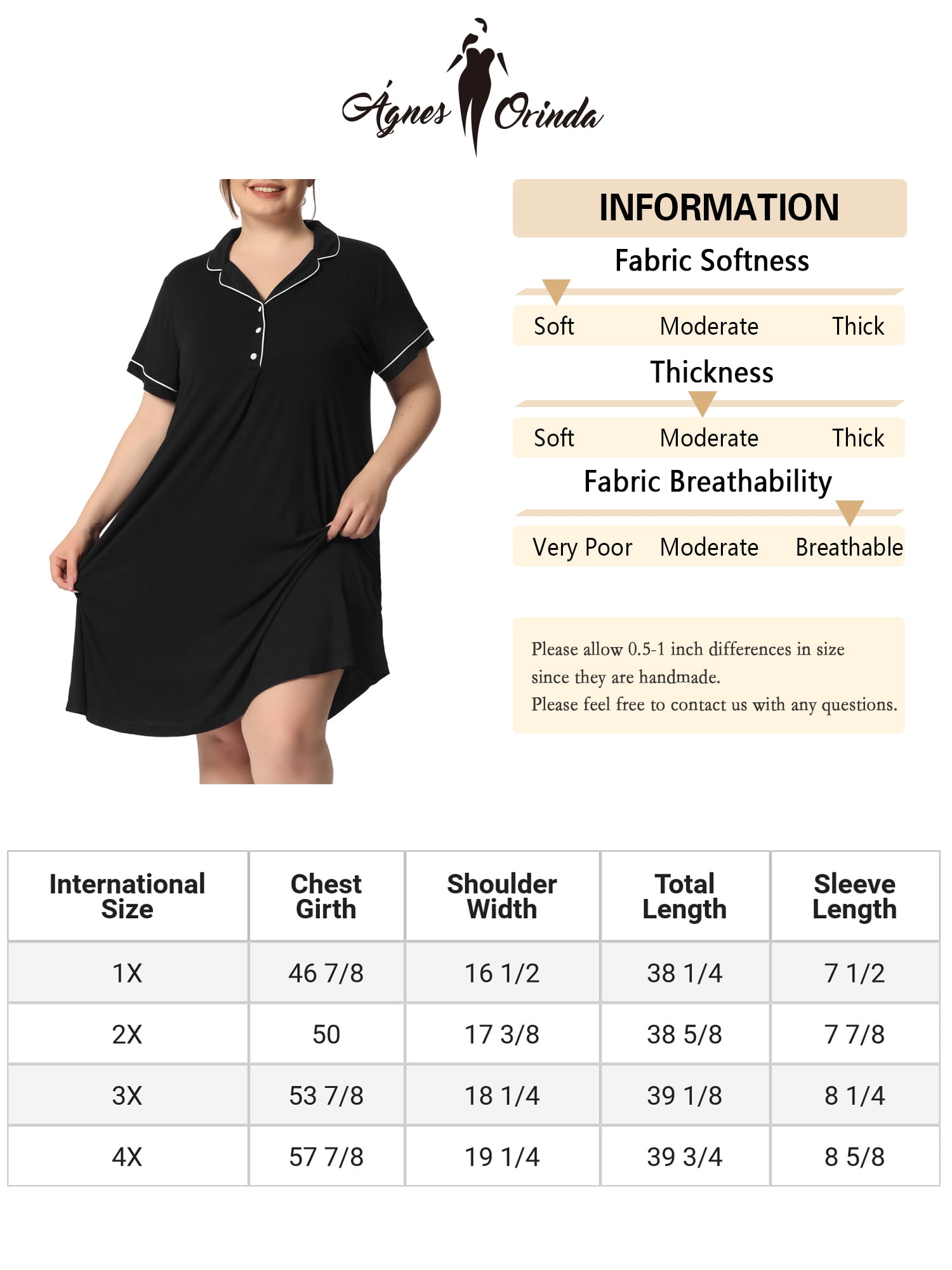 Unique Bargains Women's Plus Size Sleep Shirt Short Sleeves Nightgown Nightdress