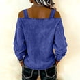 thumbnail image 4 of Dwellite Denim Cold Shoulder Tops for Women Casual Long Sleeve Adjustable Straps Off the Shoulder Strapless Jean Blouse Dark Blue 2XL, 4 of 4