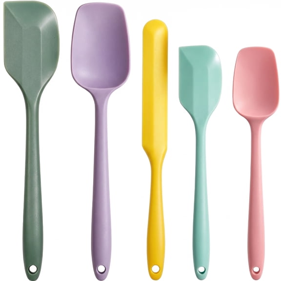 Silicone Spatula Set of 5, Multicolor Kithen Cooking Mixing Utensil Set, High Heat Resistant Non Stick Rubber Spatula Set, for Cooking, Baking, Mixing, Scraping