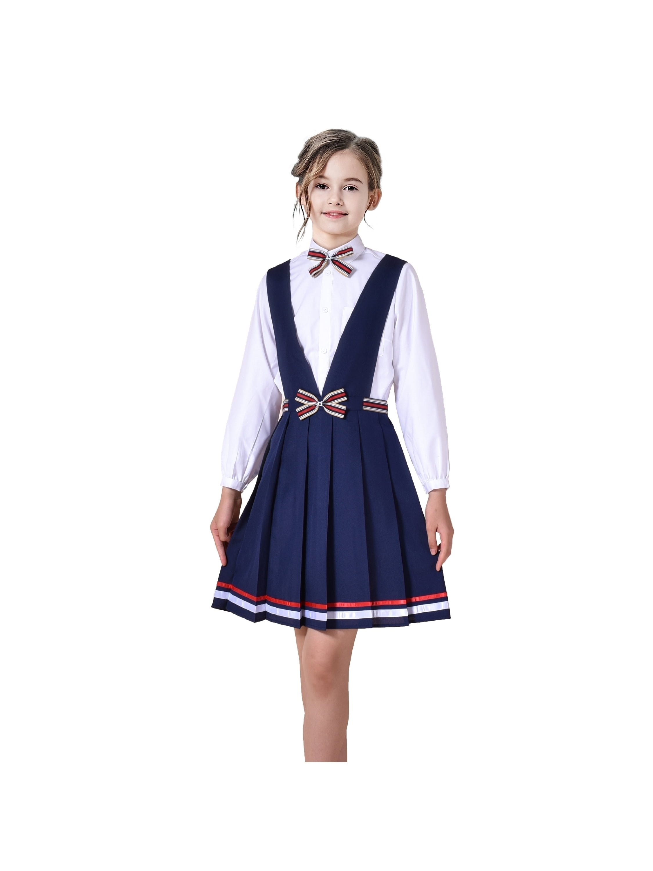 3 Pieces School Uniform Set White Shirt 