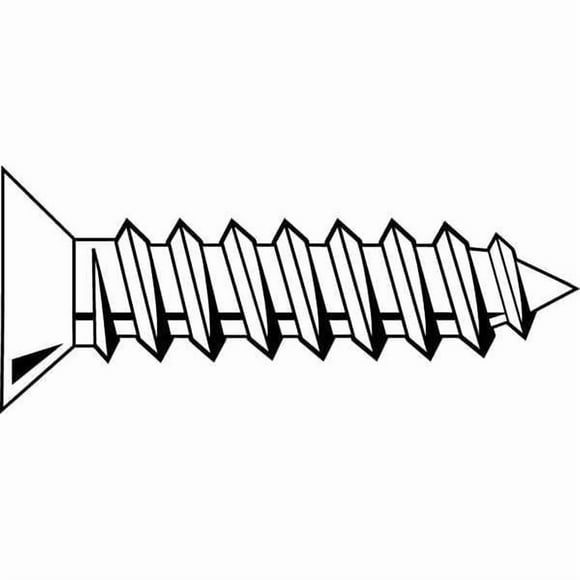 Metal Screw, Flat, 6, 3/8 in L, PK100