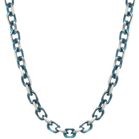 American Steel Men's Stainless Steel Jewelry/Blue IP Ion Plated 24 Two-Tone Cable Chain Necklace, 6.25mm