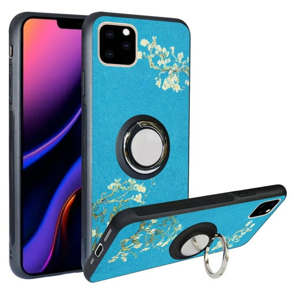 Labanema Apple iPhone 11 Pro (2019) 5.8" Case with 360 Degree Rotating Ring Stand, Support Magnetic Car Mount, Protective Cover for Apple iPhone 11 Pro (2019) 5.8" (Apricot Flower)