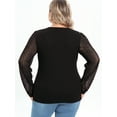 thumbnail image 4 of Mengpipi Women's Plus Size Tops Waffle Knit Lace Long Sleeve Blouse Loose Casual Shirt 1X-5X, 4 of 5