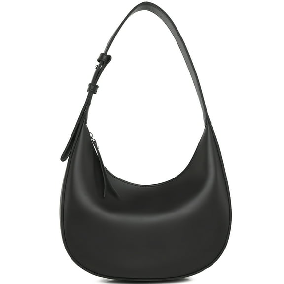 Vegan Leather Crossbody Bag for Women, Anti-Theft Crescent Shoulder Bag, Adjustable Strap, Zipper Closure, Convenient Underarm Hobo Handbag, Black