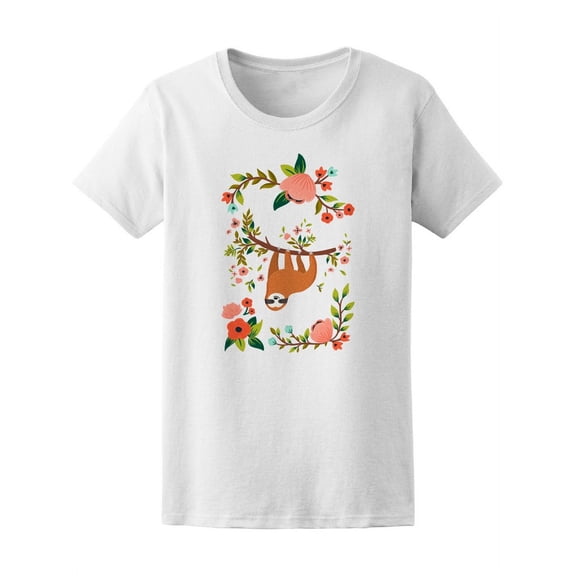 Cute Sloth Hanging On A Tree T-Shirt Women -Image by Shutterstock, Female Large