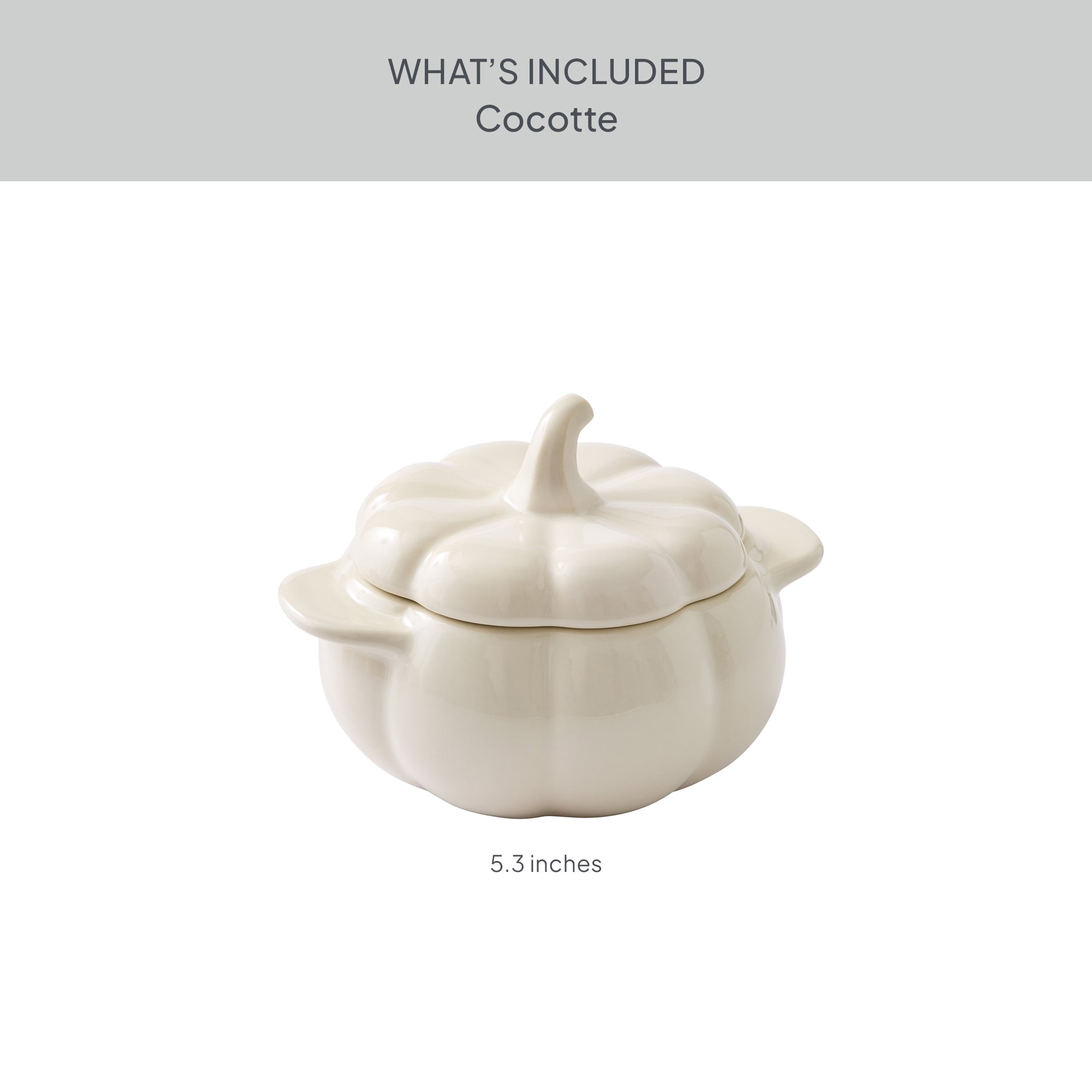 Better Homes & Gardens 8 oz Cream Pumpkin Cocottes with Lids, Set of 3