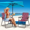 thumbnail image 2 of Costway Lot de 6 Chaises de Plage Camping Pelouse Chaise à Lanières Légère 1 Position Rouge, 2 of 10