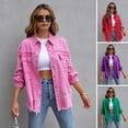 thumbnail image 2 of Women Denim Jacket Retro Single-breasted Ripped Hole Turn-down Collar Long Sleeves Solid Color Flap Pockets Lady Coat Commuting Shopping Coat, 2 of 8