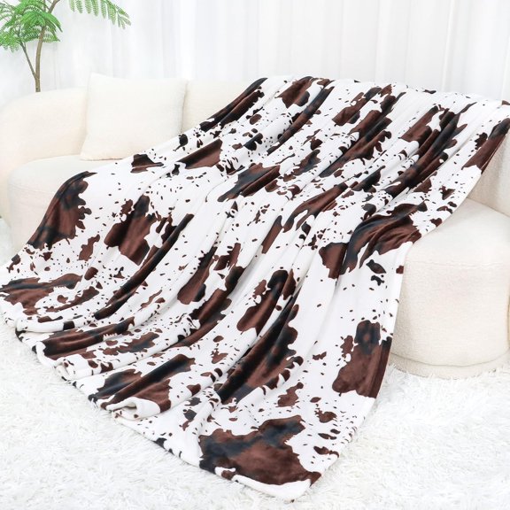 Blankets for Bed - Large Soft Cow Print Blanket Throws for Couch & Travel, Lightweight Warm Western Country Room Decor for All Seasons, 60"x80"