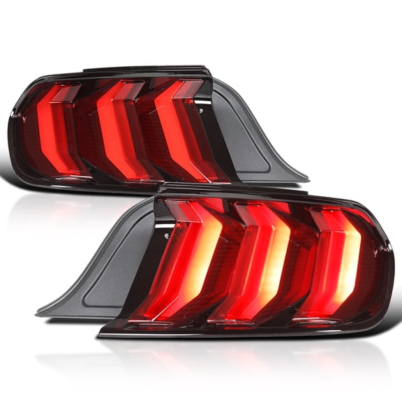 Spec-D Tuning Red LED Tail Lights w/ Sequential Turn Signal Compatible with 2015-2023 Ford Mustang Left Right Lamp Assembly