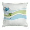 thumbnail image 1 of Doodle Throw Pillow Cushion Cover, Summer Flowers with Cute Colors and Wave Backgorund Life Season, Decorative Square Accent Pillow Case, 16 X 16 Inches, Apple Green Aqua Avocado Green, by Ambesonne, 1 of 2