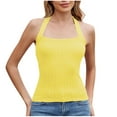 thumbnail image 1 of Timegard Camisoles d'Été pour Femmes, Col Licou, Sans Manches, Hauts Tricotés, Couleur Unie, Hauts Ajustés, 1 of 7