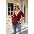 thumbnail image 3 of Anbech Deep V Neck Women Blouse Guipure Lace Shirt Solid Color Splice Trendy Short Sleeve Casual Tops, 3 of 9