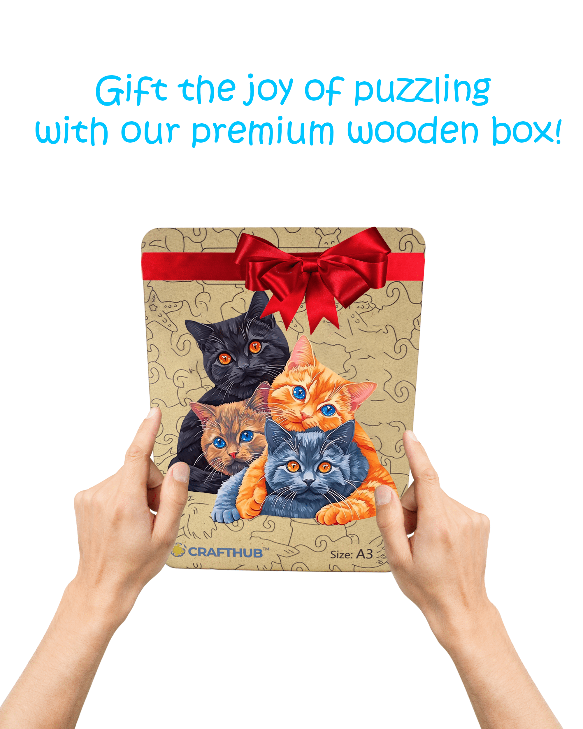 CRAFTHUB Wooden Puzzles for Adults – A3 Dreamy Cats with 149 Pieces – Jigsaw Puzzle – Family Games for Kids and Adults – 11.8" x 11.4"