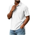thumbnail image 3 of IhhxPro Men's Short Sleeve Collared Shirt with Button Detail Solid Color Button-Up Tee Casual Summer Lightweight Cotton Fit Office Golf S-2XL, 3 of 6