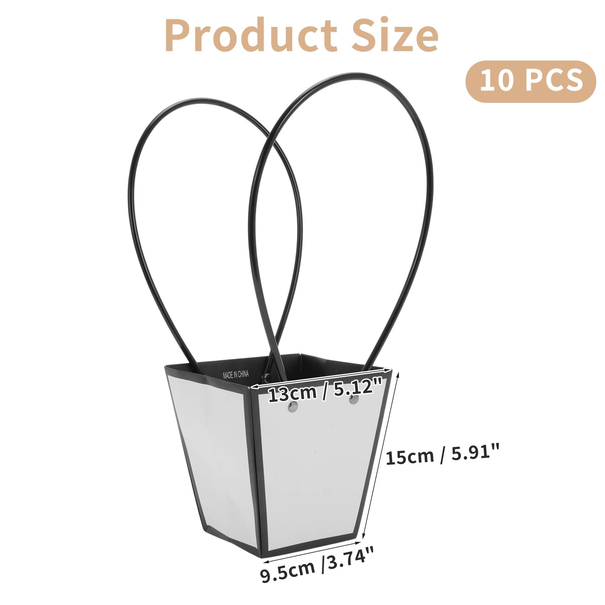 Unique Bargains 10Pcs Floral Bags Bouquet Bag with Handle White 5.12" x 3.74" x 5.91"