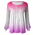 thumbnail image 3 of Women's Fashion Gradient Mid Sleeve Loose Half Cardigan Shirt Polyester/Spandex, Soft/Breathable, Suitable for Spring/Summer, 3 of 4