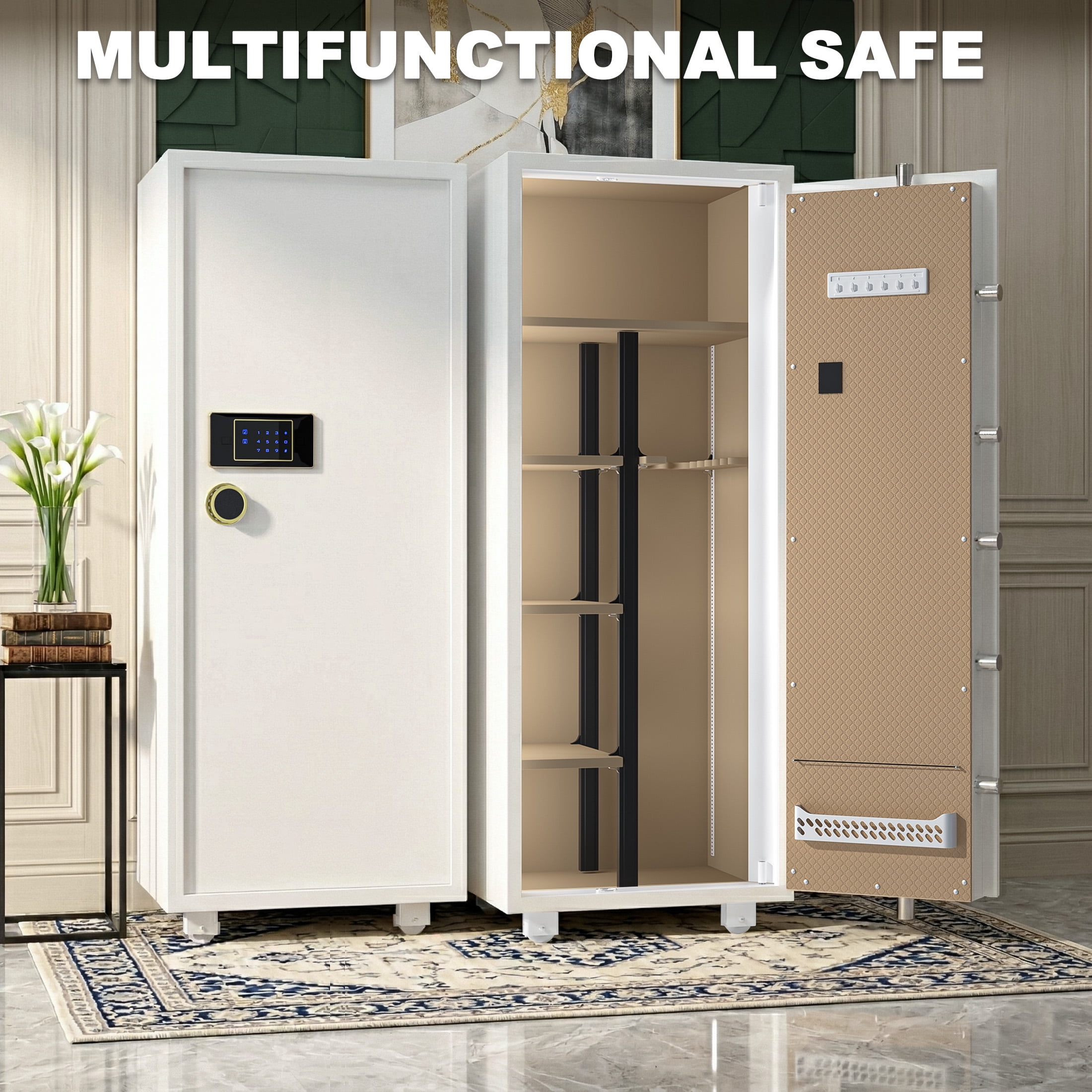Tigerking 17.7 Cu. ft. Heavy Duty Security Home Safe, Document Safe with Digital Touchscreen Lock and Adjustable Shelves, 243lb, White