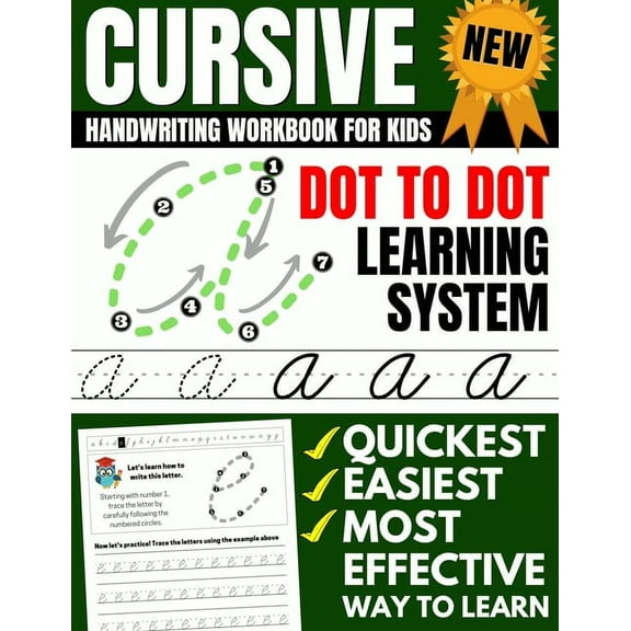 Cursive Handwriting Workbook For Kids: Dot To Dot Cursive Practice Book (Beginning Cursive), (Paperback)