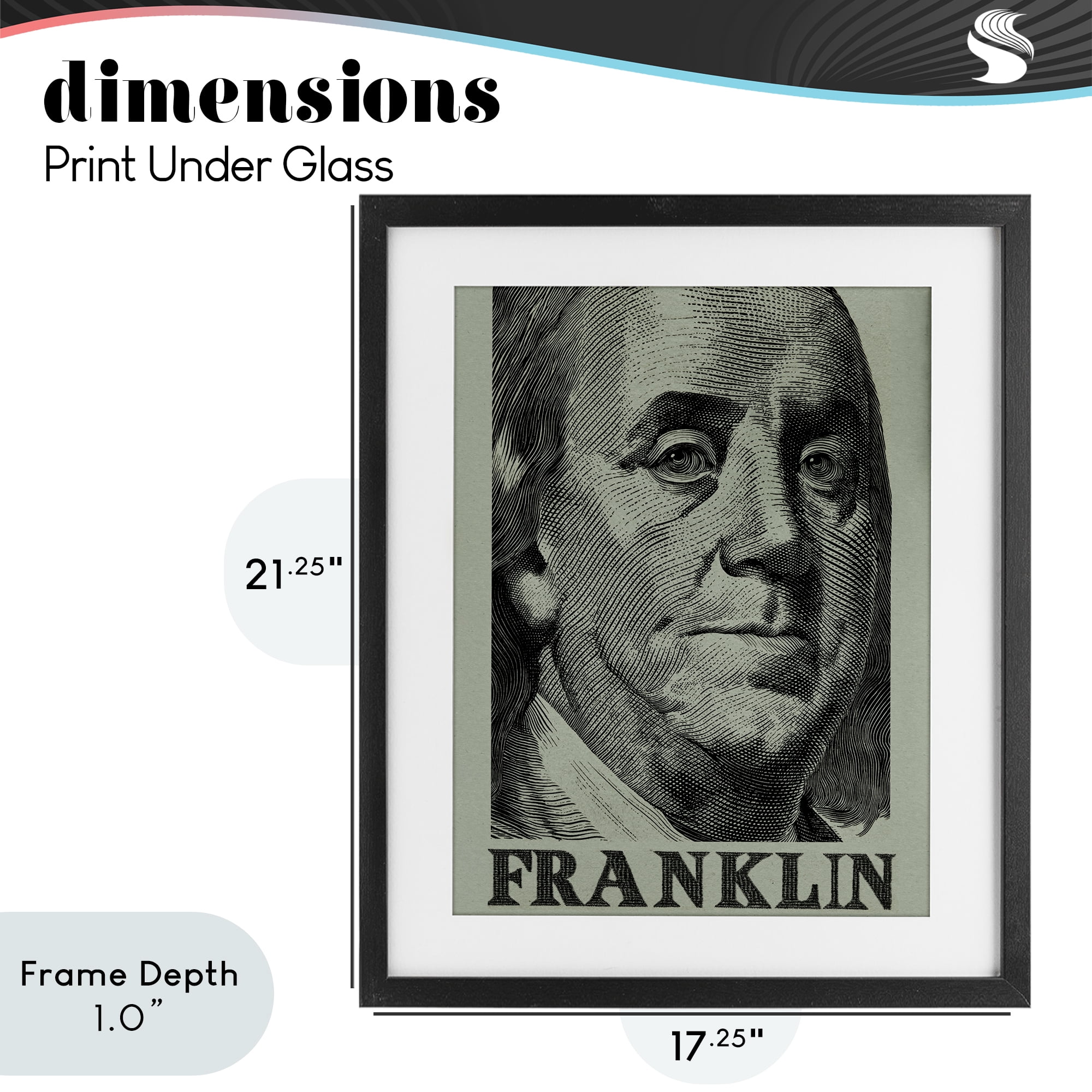 Stupell Industries Franklin's Influence Portrait Black Framed Print Under Glass, design by Svetlana Aleynikova