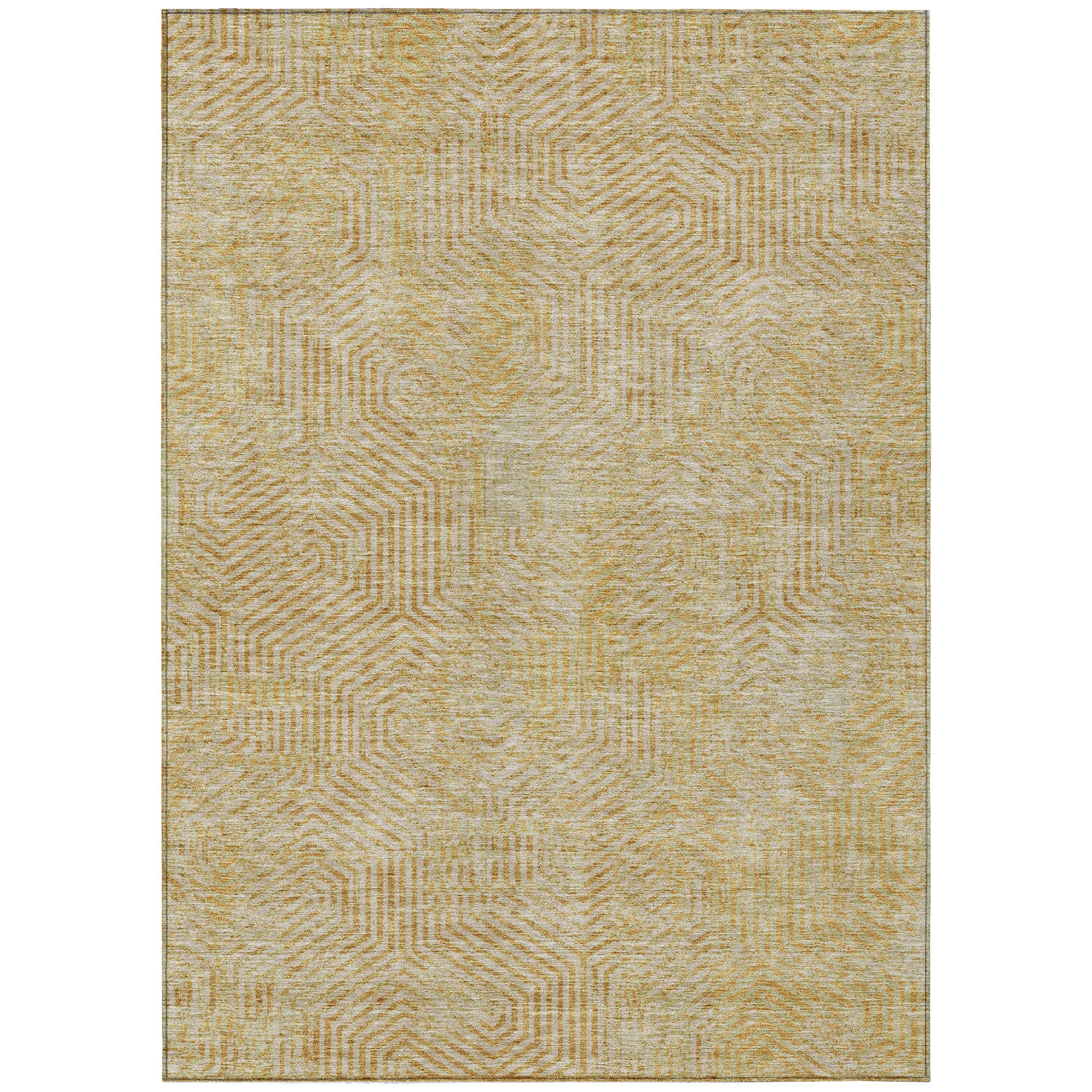 Addison Rugs Chantille Indoor/Outdoor Transitional Geometric Gold Washable Rectangle Rug, 8' x 10'