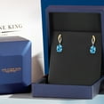 thumbnail image 5 of Gem Stone King 3.07 Ct Oval 8x6mm Swiss Blue Topaz 925 Silver and 10K Yellow Gold Lab Grown Diamond Dangle Earrings, 5 of 6