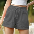 thumbnail image 2 of IROINNID Women's Plus Size Drawstring Waist Casual Solid Shorts With Pocket, 2 of 7