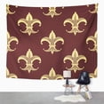 thumbnail image 2 of UFAEZU Floral Fleur De Lis Royal Yellow and Gold Lily Dark Red Colored for Tiles Wall Art Hanging Tapestry Home Decor for Living Room Bedroom Dorm 51x60 inch, 2 of 2
