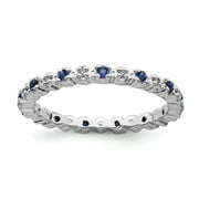 925 Sterling Silver Stackable Expressions Cr. Sapphire & Diamond Ring Size: 10; for Adults and Teens; for Women and Men