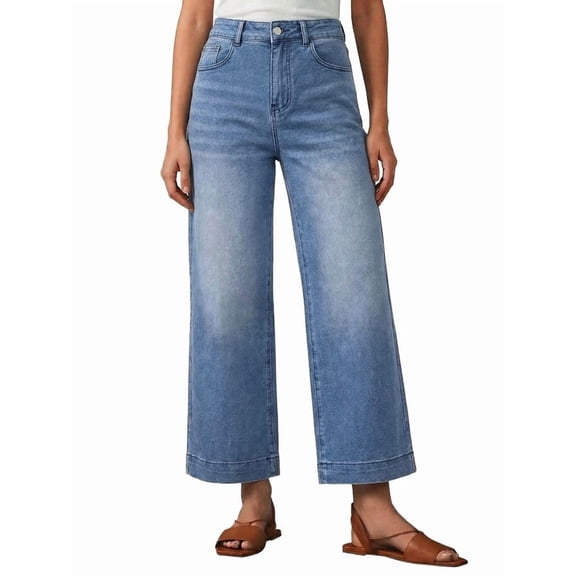 EMMIOL Women's 2026 Vintage Y2K Distressed Mid Waist Wide Leg Denim Jeans