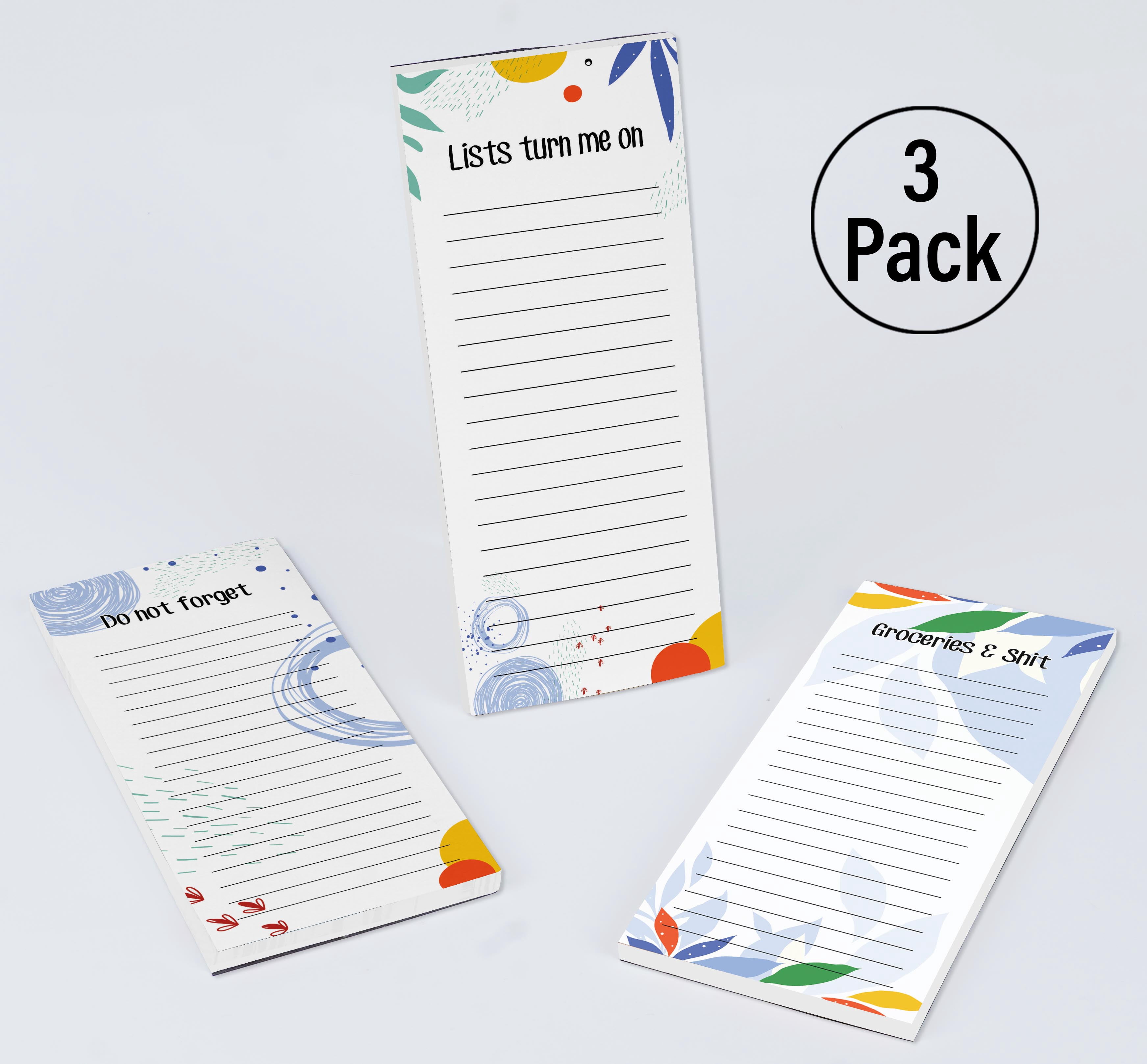 Inkdotpot Pack of 3 Magnetic Fridge To-Do List Notepads- Magnetic Memo Pads For Refrigerator-(50 Sheets Each)-Z7