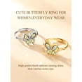 thumbnail image 6 of Bestyle 14K Gold Plated Butterfly Ring for Women, Created Peridot August Birthstone Open Rings Adjustable for Everyday Wear Christmas Birthday Gifts, 6 of 8