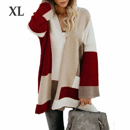 

BESTHUA Casual Knitted Cardigan Geometric Mixed Color Sweater for Girls