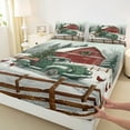 thumbnail image 3 of Feelyou Xmas Holiday Queen Sheet Sets, Rustic Cabin Truck Flat Sheet, Winter Snowflake Queen Fitted Sheet, Microfiber Bedroom Decor,4-Piece, 3 of 7