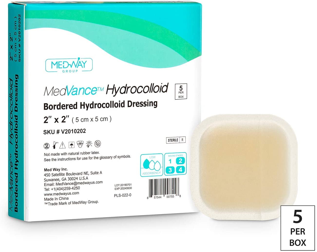 MedVance TM Hydrocolloid - Bordered Hydrocolloid Adhesive Dressing 2' X 2' Box of 5 DRESSINGS