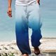 thumbnail image 1 of Pantalones largos de verano para hombre, informales, a la moda, con estampado degradado, cintura elástica, rectos, 1 of 5