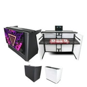 ProX XF-MESA MEDIA MK2 DJ Facade Table Station withTV Mount, Black and White