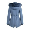 thumbnail image 6 of XFLWAM Women's Ligtweight Jackets Anorak Drawstring Waist Hoodie Zip Up Winter Warm Parka Coat with Pockets Blue M, 6 of 9